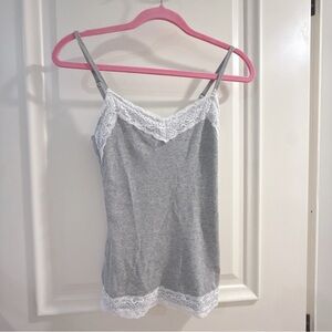 Hollister Gray Lace Trim Cami Top